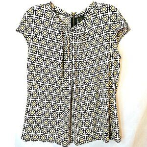 Worthington Sleeveless Blouse – Size XL – Geometric Print & Zipper Back